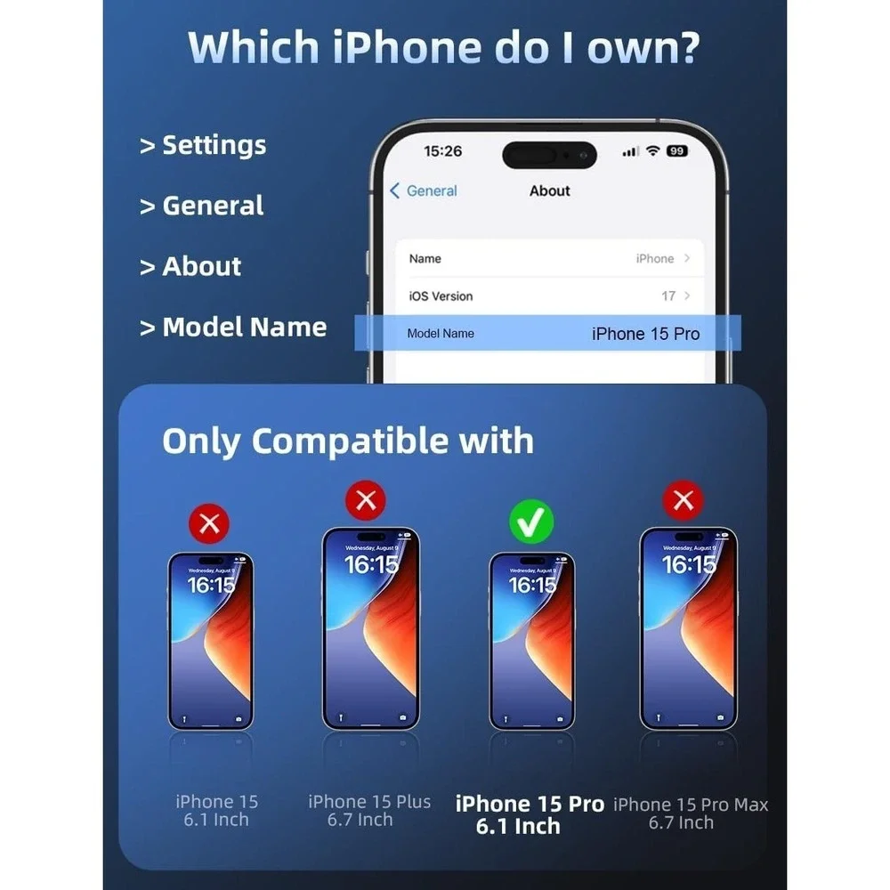 Screen Protector for iPhone 15 Pro[3-Pack] [6.1 Inch] HD Clear Tempered Glass Fi